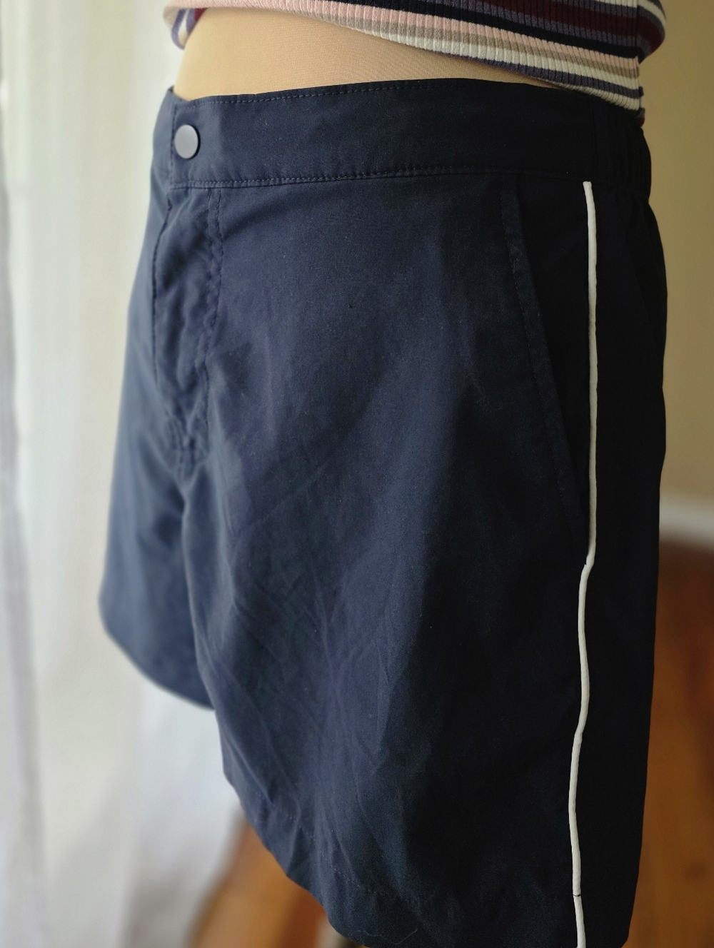 Abercrombie & Fitch Navy Retro Piping Shorts‎ Women's S Preppy Tennis Running